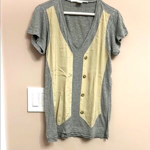 Gray and Beige Diane Von Furstenberg like cucchinelli silk and cotton tee S-M